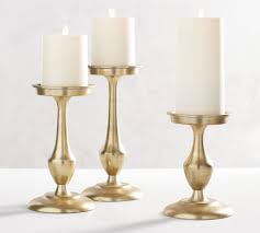 Finish by polishing the surface with a dry cloth. Chester Brushed Brass Candle Holders Pottery Barn