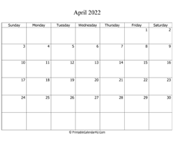 April 2022 Editable Calendar With Holidays