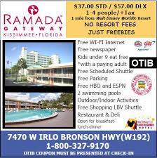 If you find a lower, publicly available rate for the same hotel on the same date, ramada will match the rate and even give you a 10% discount. Ramada Gateway 37 Kissimmee Hotel Coupon