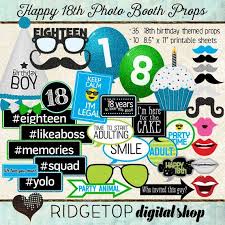 18th Birthday Photo Booth Props Printable 18th Birthday Photo Booth Props Blue Lime Green 18th Birthday Party Birthday Props Party Printable Digital Download Instant Download In 2020 18th Birthday Birthday Props Photo Booth Props