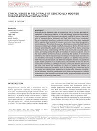 Pdf Ethical Issues In Field Trials Of Genetically Modified Disease Resistant Mosquitoes