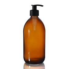 Refillable glass bottles with fine mist sprayers. 500ml Amber Glass Sirop Bottle And 28mm Standard Lotion Pump Ideon Co Uk