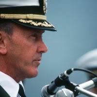 CAPT Robert F. Baril assumes command of the destroyer tender USS CAPE COD  (AD-43) during commissioning ceremonies