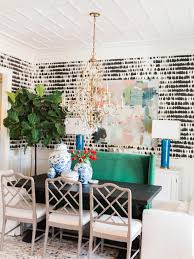 Dining room wallpaper comes in all colours and types of patterns. Eclectic Dining Room With Black And White Wallpaper Kendall Simmons Hgtv