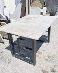 Modern Dining Table Granite Top With Steel Square Legs