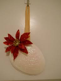 A little spray adhesive glitter, a little glue, a pretty bow and a faux pearl make a pretty pink seashell angel christmas ornament. 100 Handmade Hand Collected Giant Clam Shell Ornament W Glitter And Poinsettia Hanging From N Christmas Ornaments To Make Christmas Ornaments Shell Crafts
