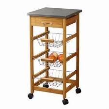 bamboo kitchen trolley with stainless
