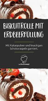 Biskuitrolle Mit Erdbeerfullung Rezept Erdbeerkuchen Rezept Lebensmittel Essen Rezepte