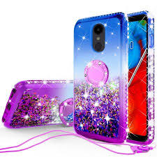 Lg Stylo 5 Case Ring Stand Liquid Floating Quicksand Bling Phone Cover Blue Walmart Com In 2020 Glitter Phone Cases Bling Phone Covers Cute Phone Cases