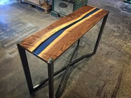 Hallway Or Sofa Table Black Walnut Blue Resin Etsy Resin Furniture Sofa Table Resin Table