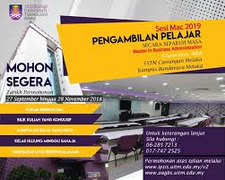 Selain uitm, universiti awam (ua) lain permohonan uitm sesi akademik 2 (tahun 2018/2019). Universiti Teknologi Mara Uitm Cawangan Melaka Fb Rasmi ÙÙŠØ³Ø¨ÙˆÙƒ