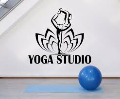Universe Of Goods Buy Yoga Studio Logo Wall Decals Vinyl Yoga Pose Lotus Flower Wall Stickers Yoga St Wall Stickers Yoga Yoga Studio Decor Vinyl Wall Decals