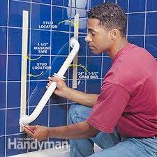 If the tub wall has a big enough flat spot, can you cut a rectangle out from the front side, fill. Shower Bar How To Install Bathroom Grab Bars Diy Family Handyman
