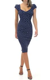Black And White Polka Dot Bodycon Dress Nigella Dress Polka Dot On Navy Blue Bodycon Dress As Worn By Nigella Lawson Dot Dress Outfit Blue Bodycon Dress Polka Dress