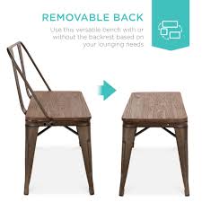 Get the best deals on wood benches stools. Best Choice Products 42in Industrial Metal Rustic Farmhouse Dining Bench W Wooden Seat Removable Backrest Espresso Walmart Com Walmart Com