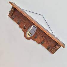 Antique Edwardian Coat Hat Rack Stand Arts Crafts Golden Oak Carved Shelf Ebay Antiques Art Nouveau Silver Golden Oak