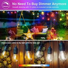 Buy outdoor string lights and get the best deals at the lowest prices on ebay! 2 Pack Rgb Outdoor String Lights Patio Cafe String Lights Multi Color Dimmable Lights With S14 Edison Bulbs Sync To Music Commercial Waterproof Shatterproof String Lights For Cafe Backyard 96ft Pricepulse