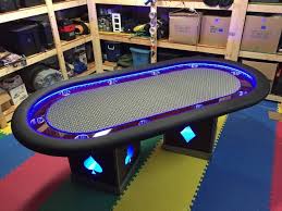 Poker Table Photos Dave S Lighted Racetrack Table With Lighted Legs Poker Table Plans Poker Table Diy Poker Table