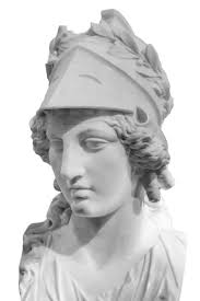 Minerva roman goddess of wisdom and strategic warfare, justice, law,  victory, and the sponsor of arts, trade, and strategy. Antique bust  isolated