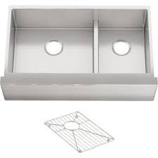 I noticed searching on home depot, lowes and walmart that the ruvati and kraus stainless steel sinks have a california prop 65 warning. Kohler Strive Farmhouse Apron Front Undermount Stainless Steel 36 In Double Basin Kitchen Sink With Basin Rack K 5416 Na The Home Depot Sink Double Basin Kitchen Sink Stainless Apron Front Sink