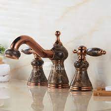 The most common bathroom faucet configurations are centerset, widespread, and single control. Brown Bathroom Faucets Marble Brown Two Tone 2 Hole Widespread