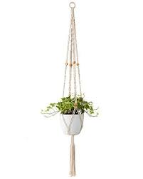 Mkono Macrame Plant Hanger Long Hanging Planter 50 Inch Fit Large Pot Up To 9 Inch Indoor Outdoor Ceilin Plant Hanger Hanging Planters Outdoor Hanging Planters