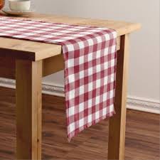 Classic Burgundy And White Gingham Check Pattern Short Table Runner Zazzle Com Long Table Runner Personalized Table Runner Striped Table