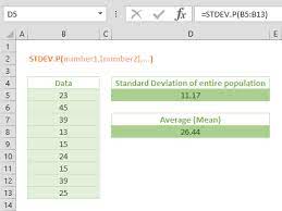 Excel Stdev P Function
