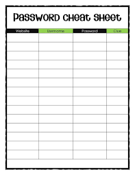 Blank Password Cheat Sheet Password Printable Cheat Sheets Free Password