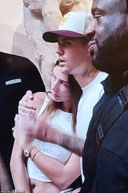 Justin Bieber holds his wife Hailey while admiring the artwork at the  Accademia Gallery in Florence