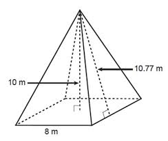 I have to find the sla. What Number Represents The Slant Height Of The Pyramid A 10 77 M B 10 M C 8 M D 90 M Brainly Com