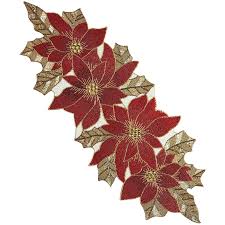 Beaded Poinsettia Table Runner Manteles De Mesas De Navidad Decoracion De Bano Para Navidad Manteles Navidenos