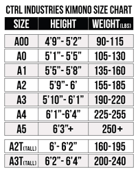 knight ctrl industries size chart brazilian jiu jitsu gi