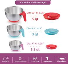 Are stainless steel mixing bowls dishwasher safe. Buy Teamfar Mixing Bowls 5 3 1 5 Qt Stainless Steel Salad Bowl Metal Mixing Bowls With Lids 3 Graters Long Handle Pour Spout Healthy Heavy Duty Dishwasher Safe Online In Indonesia B07yttpgyn