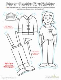 Paper Dolls Firefighter Worksheet Education Com Firefighter Community Helpers Theme Fire Safety Preschool