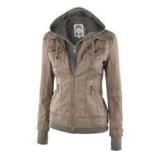Made By Johnny Made By Johnny Mbj Wjc664 Womens Faux Leather Jacket With Hoodie M Khaki Walmart Com Leather Jackets Women Faux Leather Jacket Women Leather Jacket Outfits