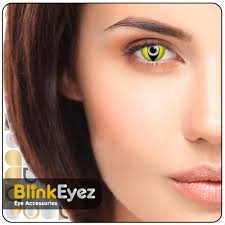 They're available with a corrective power or purely for cosmetic use without any correction. Yellow Cat S Eye Halloween Coloured Contact Lenses