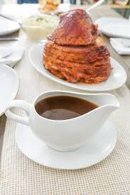 Gradually whisk together the flour/cream mixture with the ham drippings in a large saucepan or skillet on medium heat.* add in the water. Ham With Ham Gravy Couple In The Kitchen