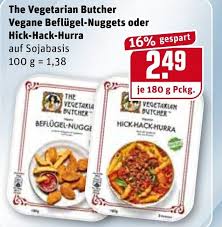 Was kostet vegetarische nuggets bei rewe und und was gibt es im sortiment? The Vegetarian Butcher Vegane Beflugel Nuggets Oder Hick Hack Hurra 100g Angebot Bei Rewe