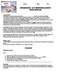 Osmosis investigationaim:the aim of this experiment is to investigate the effect of changing theconcentration of sucrose on the rate of osmosis in cylinders ofpotatoes.this would happen by using similar sizes and. Egg Osmosis Lab Worksheets Teaching Resources Tpt