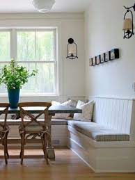 Check out our wooden bench with back selection for the very best in unique or custom, handmade pieces from our benches & trunks shops. Captivating Traditional Kitchen With White Built In Bench Seat Also White Bedboard Back Also Wood Bench Seating Kitchen Kitchen Table Bench Dining Room Bench