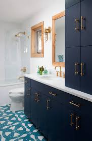 Navy fabric spray paint is an easy way to refresh your worn outdoor fabrics with color. Navy And Gold Bathroom Ideas Houzz