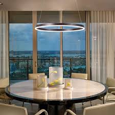 Amazon Com Harchee Modern Led Ring Chandelier Acrylic Round Shape Ceiling Light Fixture Adjustable Led Circle Pendant Light With 1 Ring For Living Room Dining Room Warm White 3000k Brown Finish 23 6 Inches