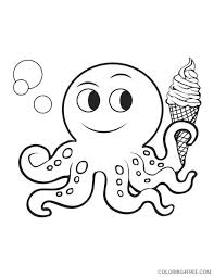 The idea of this colors activities for kids is to have them look at the color at the top of the page and cross out the three matching octopus on the bottom of the page. Octopus Coloring Pages Bring Ice Cream Coloring4free Coloring4free Com