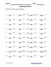 Chemistry, balancing equations (worksheet #2). F2w1v340vyciam