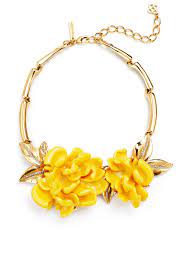 Oscar De La Renta Marigold Resin Flower Necklace Flower Statement Necklace Long Statement Necklace Flower Necklace