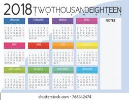 All calendars print in landscape mode (vs. 2018 Calendar One Page Stock Vector Royalty Free 766342474