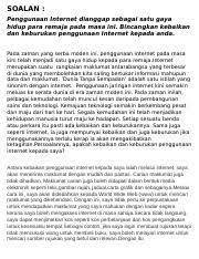 Selain itu, langkah untuk menjaga alam sekitar ialah melalui kempen alam sekitar. Karangan Spm Bhgn B Soalan Penggunaan Internet Dianggap Sebagai Satu Gaya Hidup Para Remaja Pada Masa Ini Bincangkan Kebaikan Dan Keburukan Course Hero