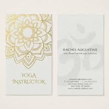 Elegant Yoga Instructor White Gold Floral Mandala Business Card Zazzle Com Yoga Instructor Business Card Mandala Branding Mandala Logo