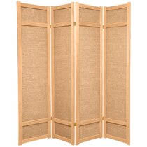 Hand painted contiguous panels depicting delicate blooming chamomiles, red nightshades, tall grass and bamboo, bordered with silk damask. Japanese Silk Screen Wayfair